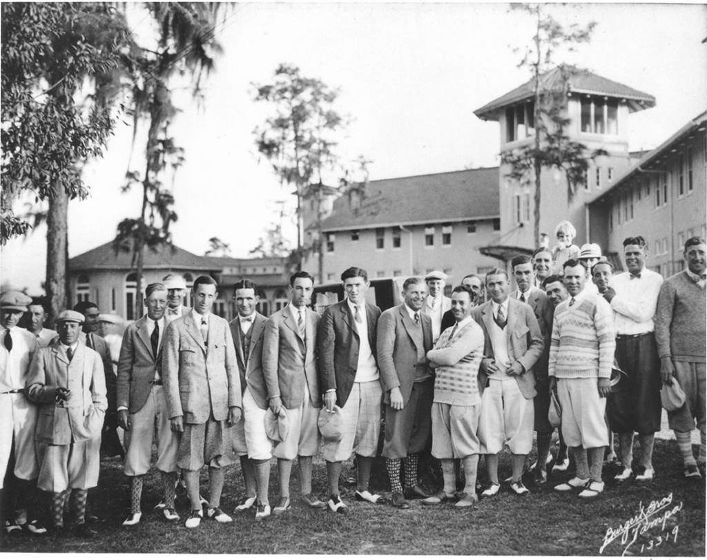 Golfers on course in group photo