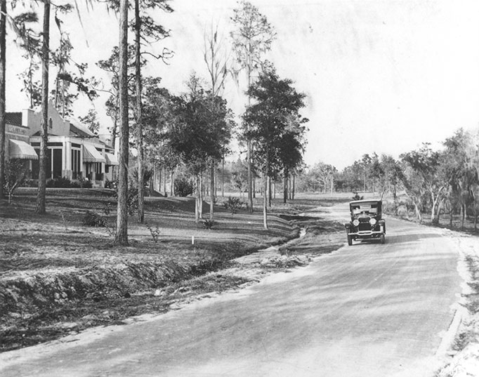 vintage photo of golf course drive